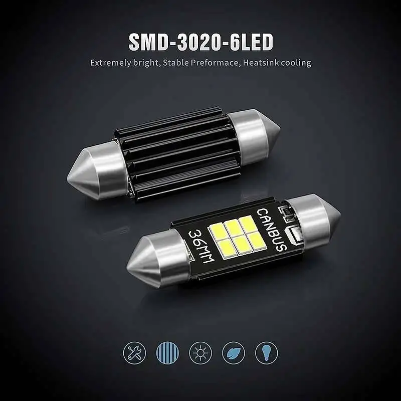 4Pcs Festoon C5W C10W LED CANBUS 31 36 39 41 mm bulb 6 SMD 3030 LED Reading lamp car Interior Light DC 12V