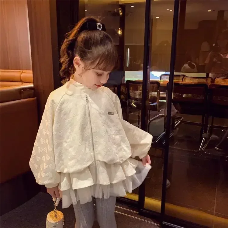 2024 Girls Coat Jacke Baby Kids Fall Fashion Sequined Cartoon Coat , Princess Kids Cute Outwear 2-8T Windproof Outwear