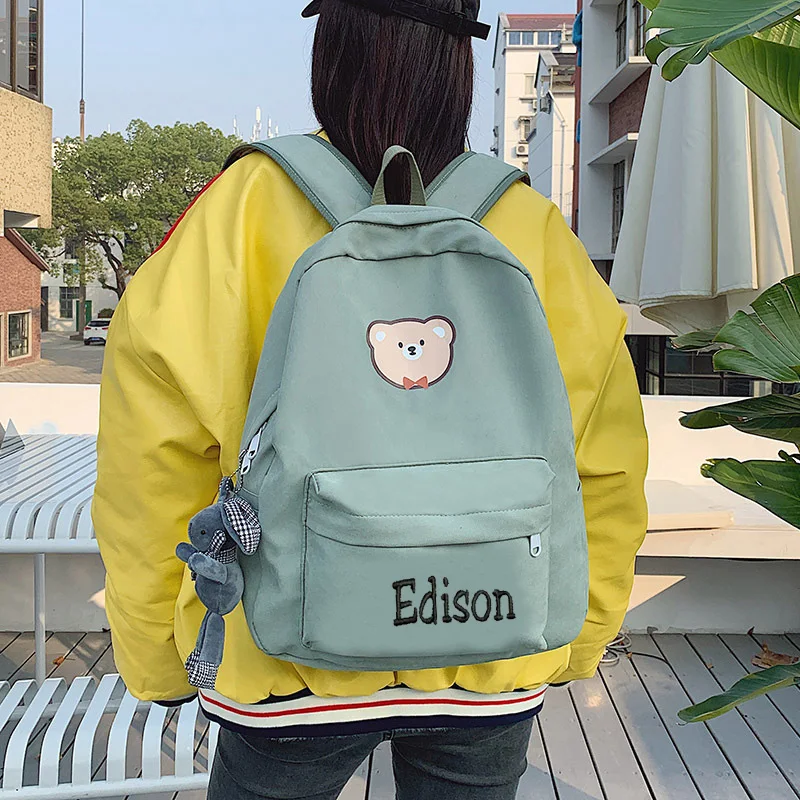 Personalized Name Nylon Backpack, Customized Embroidered Logo Backpack, Training Youth Anti-Theft Shoulder Bag