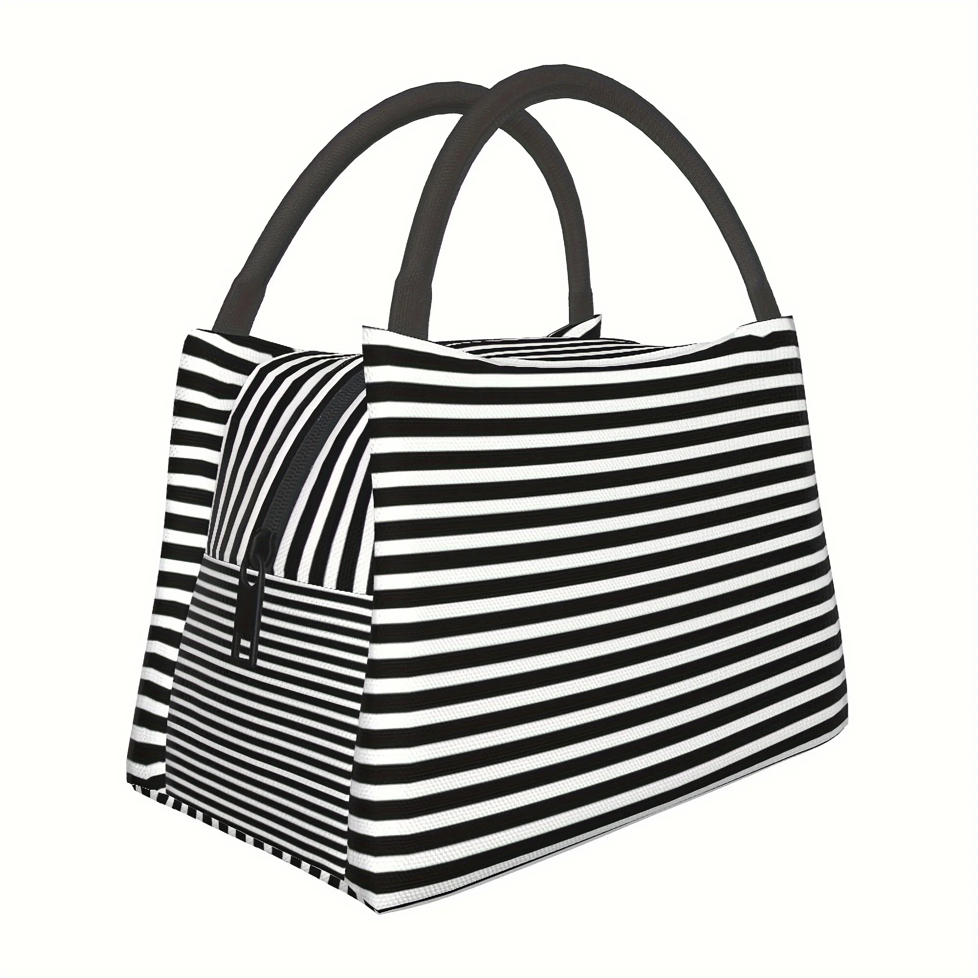 

black And White Stripes, Reusable Cooler Bag, Cooler Bag, Insulated Lunch Bag for Camping Picnic Beach Essentials