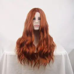 Perucas sintéticas onduladas longas, Cabelo resistente ao calor, Gengibre Laranja Moda