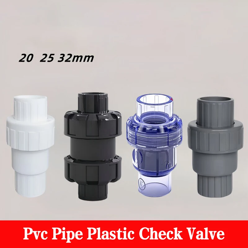 PVC Check Valve One Way Non Return Valve Solvent Weld Pipe Fitting 20 25 32mm for Aquarium Garden Water Piping