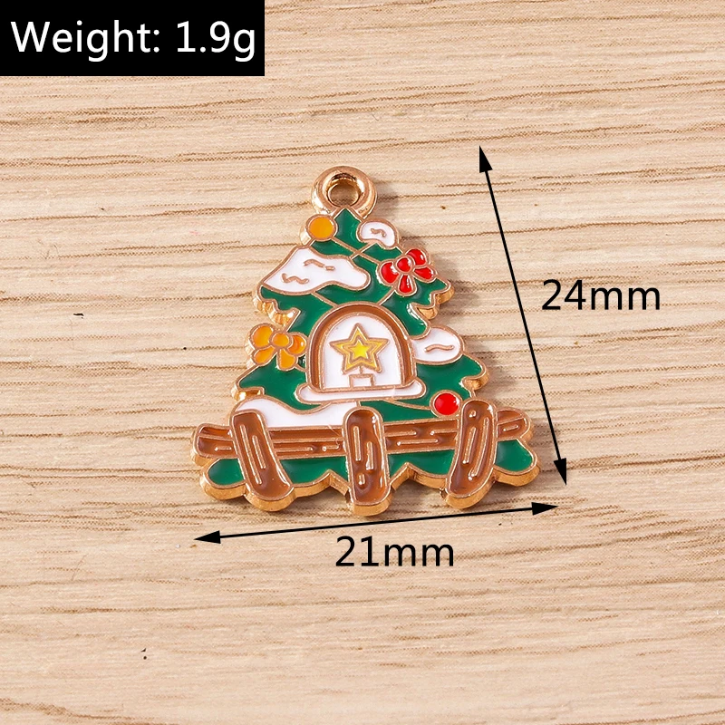 10 Stück gemischte Emaille-Weihnachtsbaum- und Rentier-Anhänger für Schmuckherstellung, Ohrhänger, Halsketten, Armbänder, DIY-Bastelzubehör – Detail 5