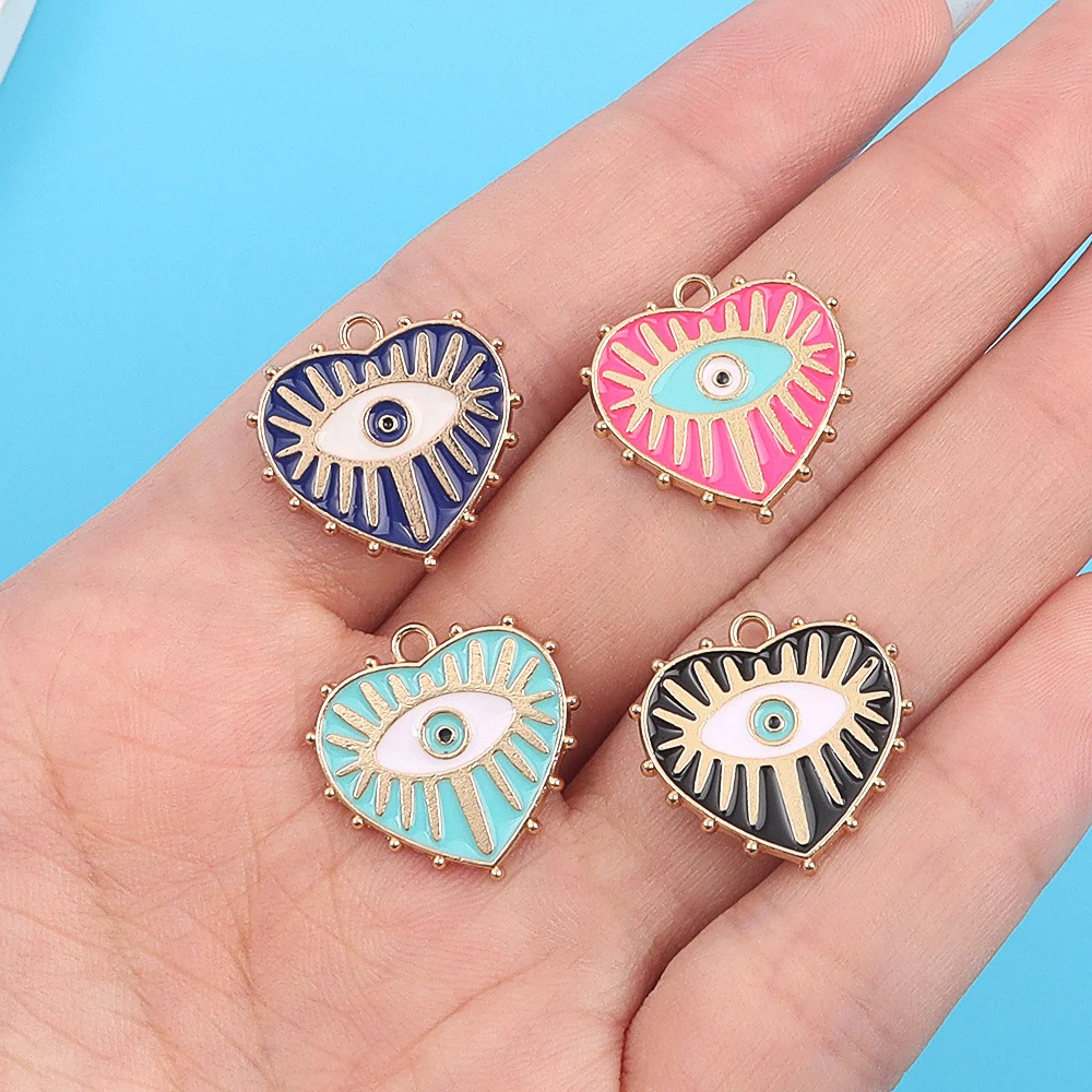 1/6/12 Buah Liontin Mata Setan Berbentuk Hati Multiwarna, Anting DIY, Natal, Thanksgiving, Aksesori Hadiah Pesta Halloween