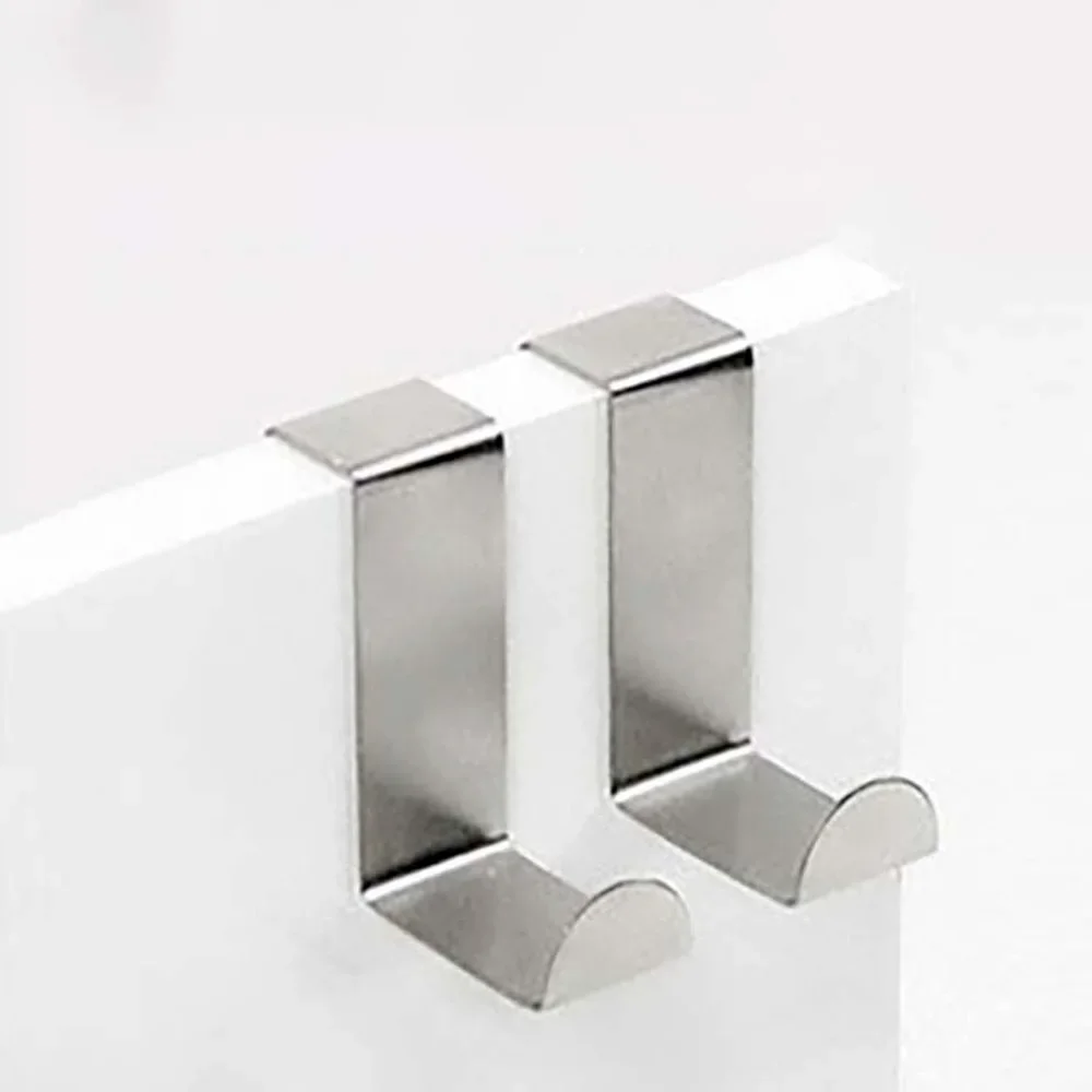 2pc Drawer Hook Stainless Steel Reversible Over Door Cabinet Cupboard Door Towel Hanger Holder Hook Rack for Office Kitchen Coat