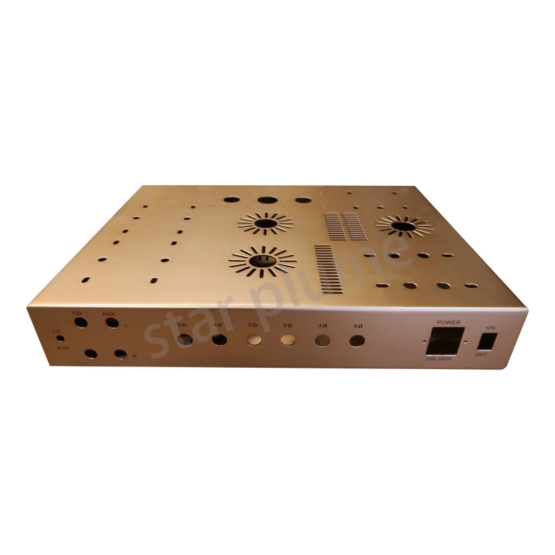 Caso All-Aluminum Amplificador De Potência, Febre Preamplifier, 300B Tubo De Vácuo, Chassis Shell, DIY Box, kit1, 420x330x70mm