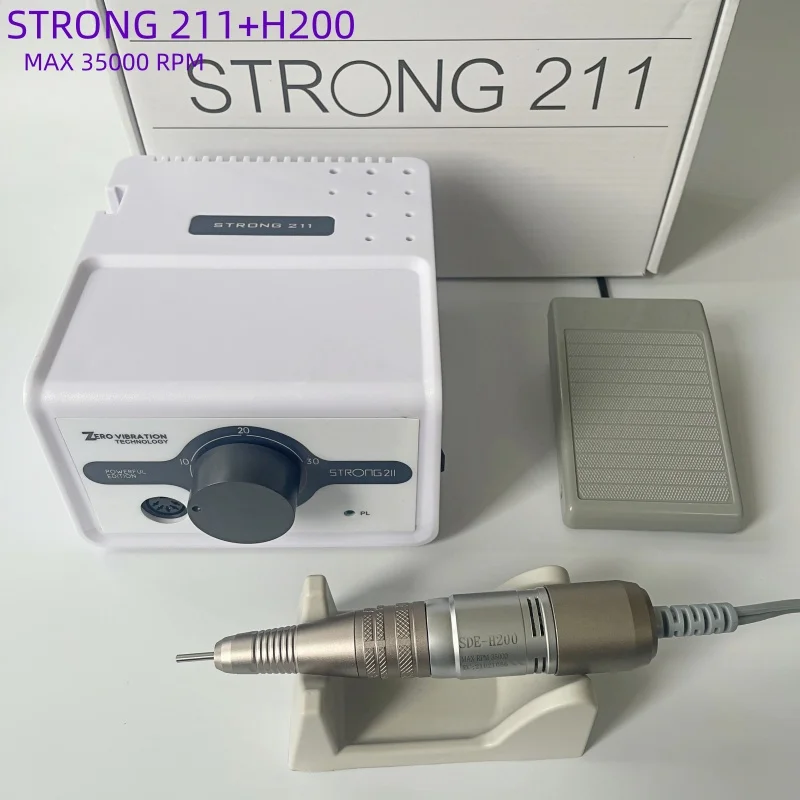 65W Forte Max 211 Trapano Elettrico per Unghie 45K STRONG 210 102L Maratona Maniglia Professionale Smalto per Unghie Levigatrice Set di Attrezzature