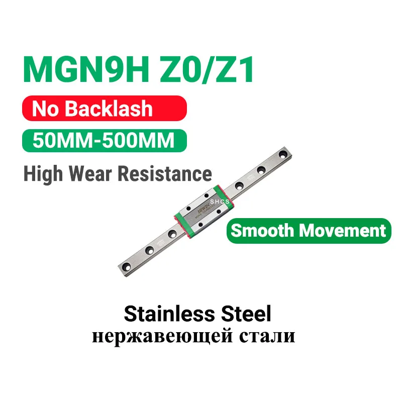 HIWIN MGN9 Stainless Steel Linear Rail MGN9H Z0 Z1 Preload 50-500mm No Backlash for Voron 3d Printer CNC Parts