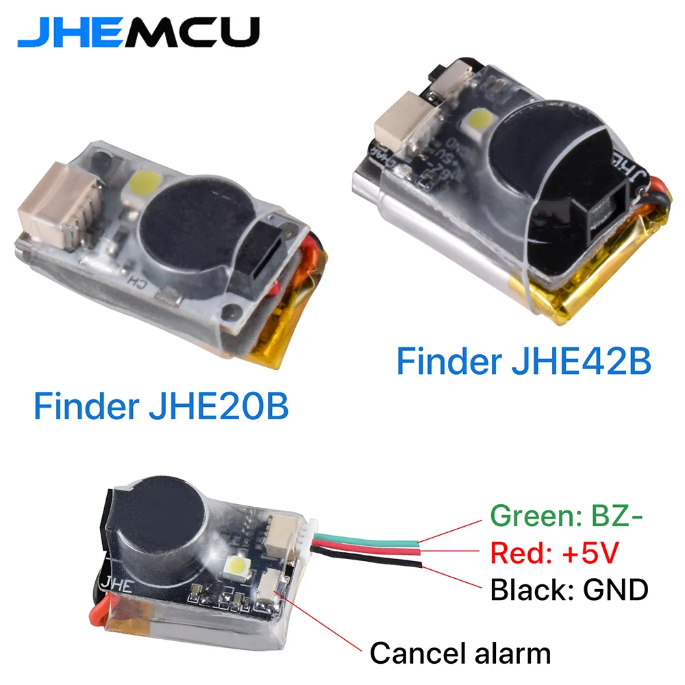 JHEMCU JHE42B/JHE20B Finder Mini 5V Super Lauter Anti-Verlust-Buzzer-Tracker 110dB mit LED-Buzzer-Alarm für RC FPV Drohne