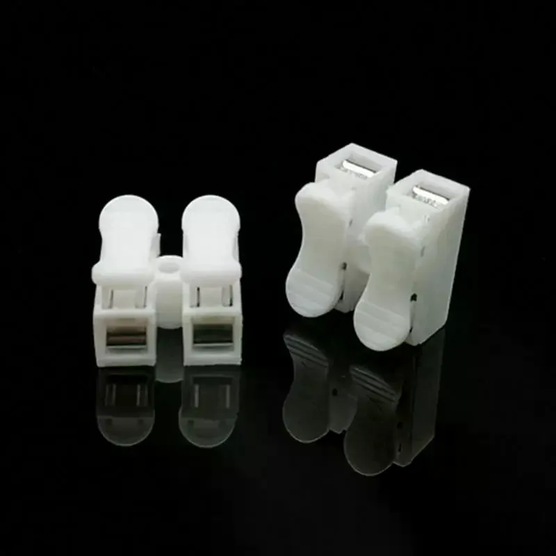 50/100Pcs CH-2 No Solding Quick 1P 2P Cable Wire Connector No Screw Terminal Block Spring Clamps