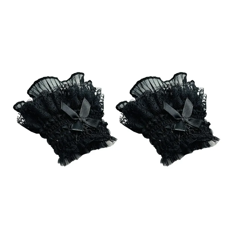 

Hand Wrist Cuffs Bowknot LaceTrim Maid Accessories For Party Cosplay Costume Lingerie Sexy Roleplay Set For Women Adults