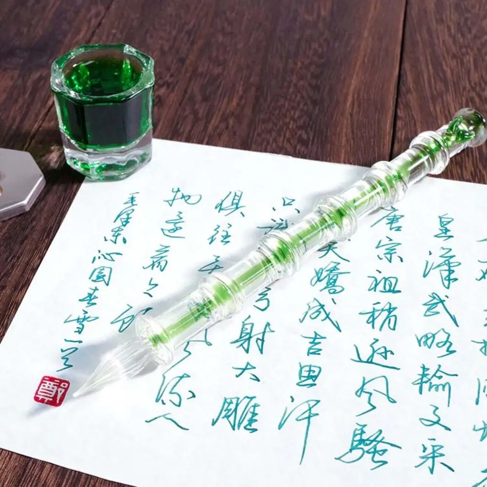 Children Signature Glass Dip Pen Reusable Transparent Dipping Pen Vintage Calligraphy Fountain Pen Stationery