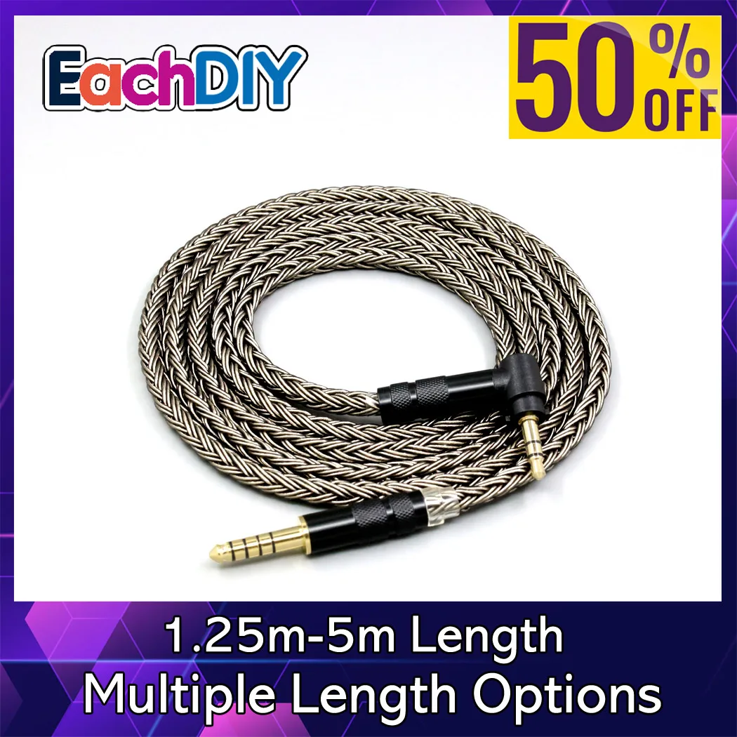 16 Core Grey Silver plated Earphone Headphone Cable For Fostex T40RP Mk2 T50RP Mk3 T20RP Mk2 Dekoni Audio LN008834