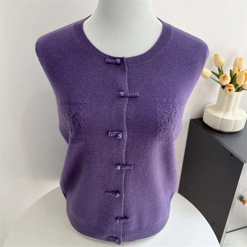 

Mom Wear Autumn and Winter Knitted Cardigan Middle-aged and Elderly Women Fashion Chinese Style Grandma Top Sweater Base Shirt