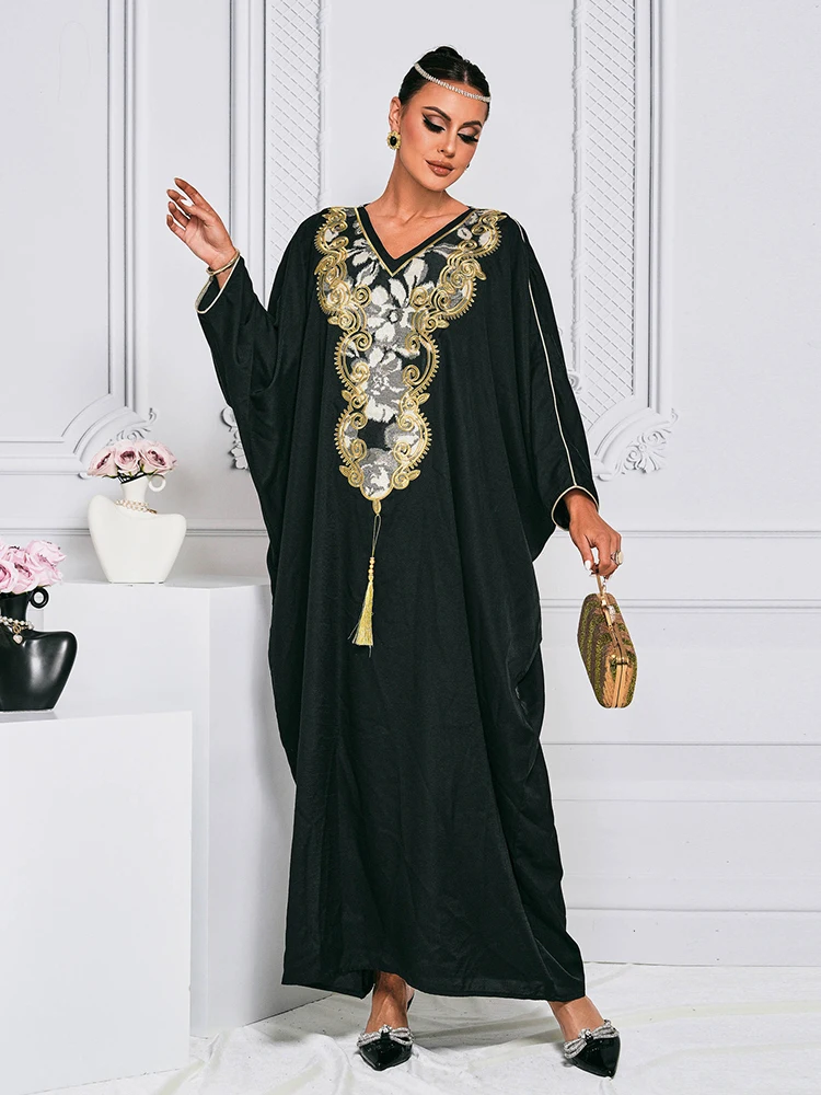 [MODX] Muslim Clothing Long V-neck Bat Sleeve Loose And Fashionable Oversized Dress For Women