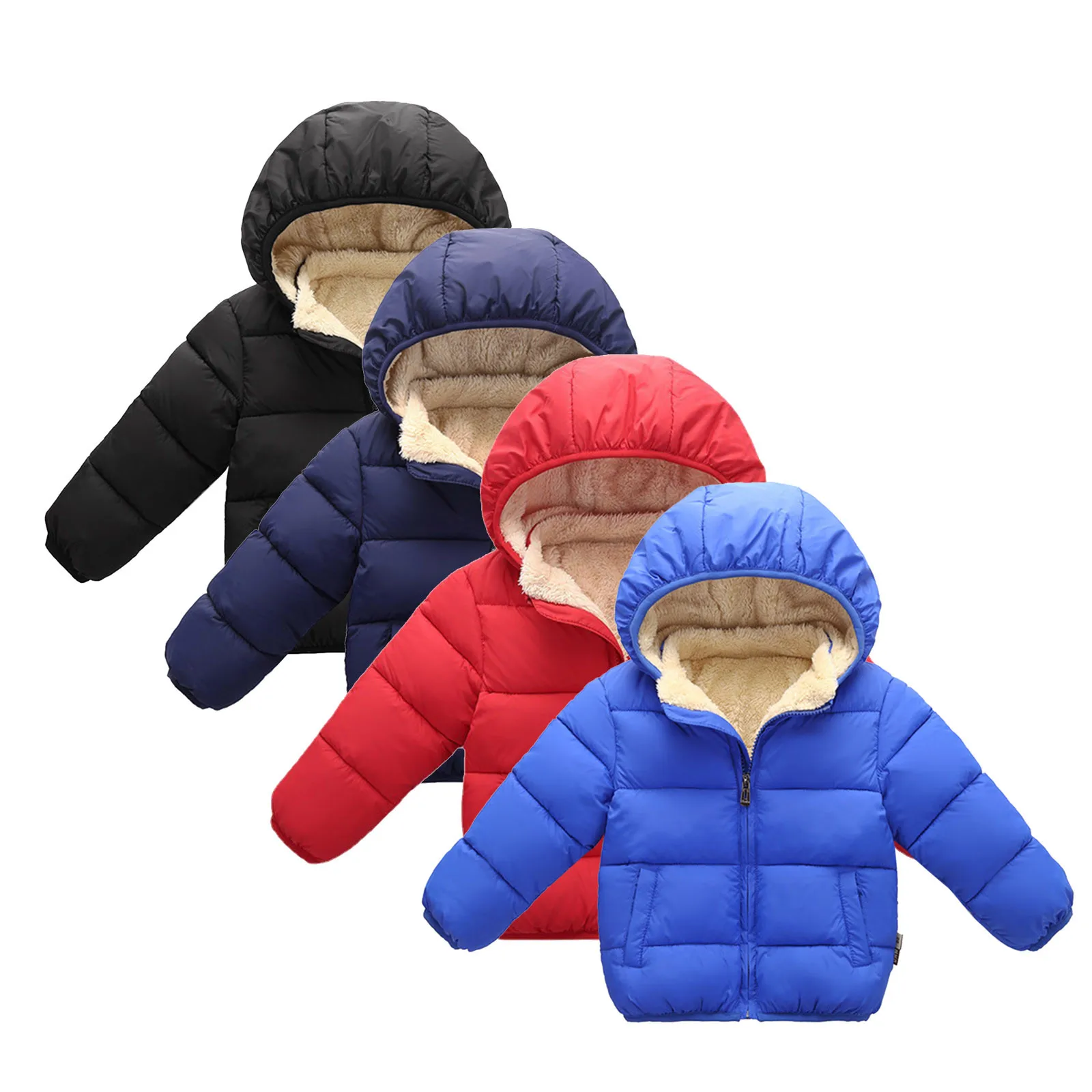 Baby Children Coats Winter Jackets For Boys Warm Plush Thicken Outerwear For Girls Fur Hooded Jacket Kids Clothes