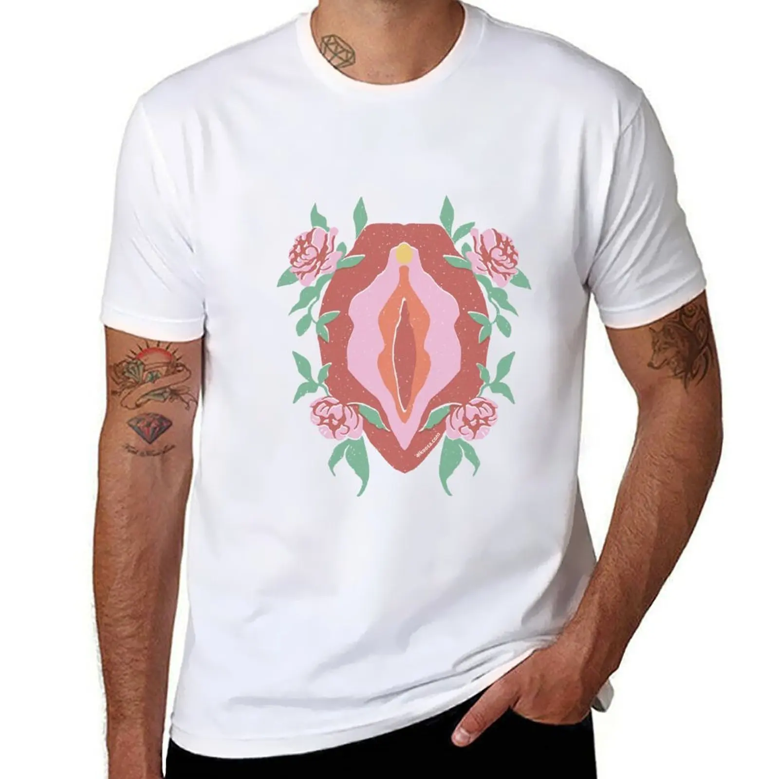 Flower Feminine Vagina Art T-Shirt anime t shirts oversize man t shirt cotton T-Shirt