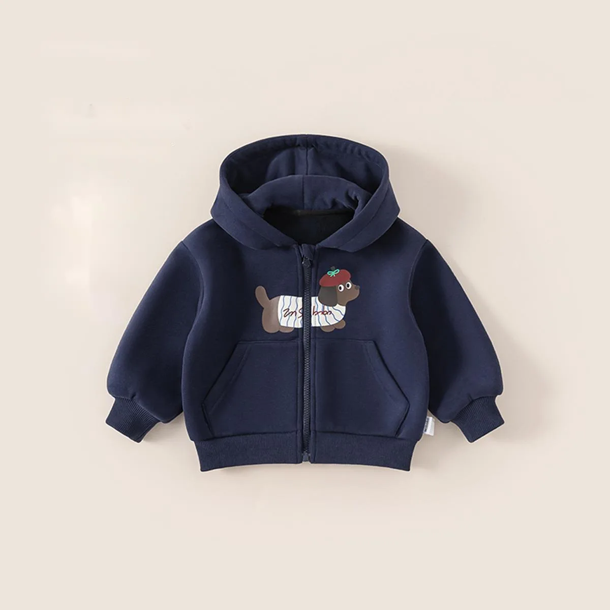 

Autumn Winter Children Hoodies 1-10Y Girls Warm Fleece Print Zipper Hooded Sweatshirts Korean Tops Toddler Outerwear Kids Cloth