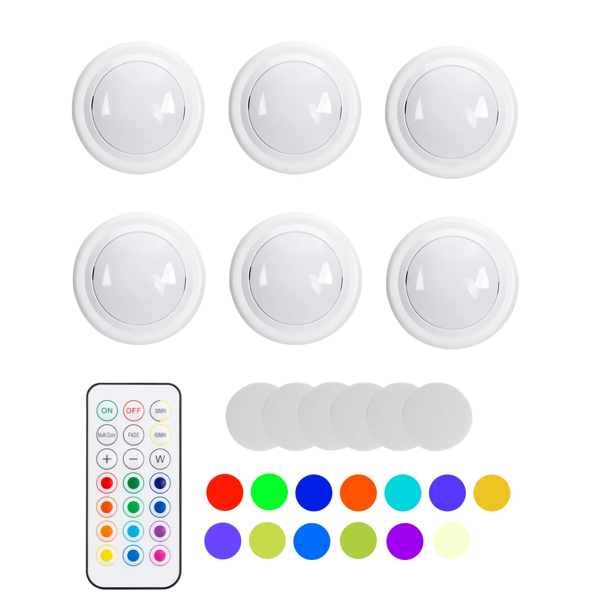 Sem fio regulável sob gabinete LED Night Puck Light, controle remoto, operado a pilhas, cozinha, armário, armário, armário, decoração de casa