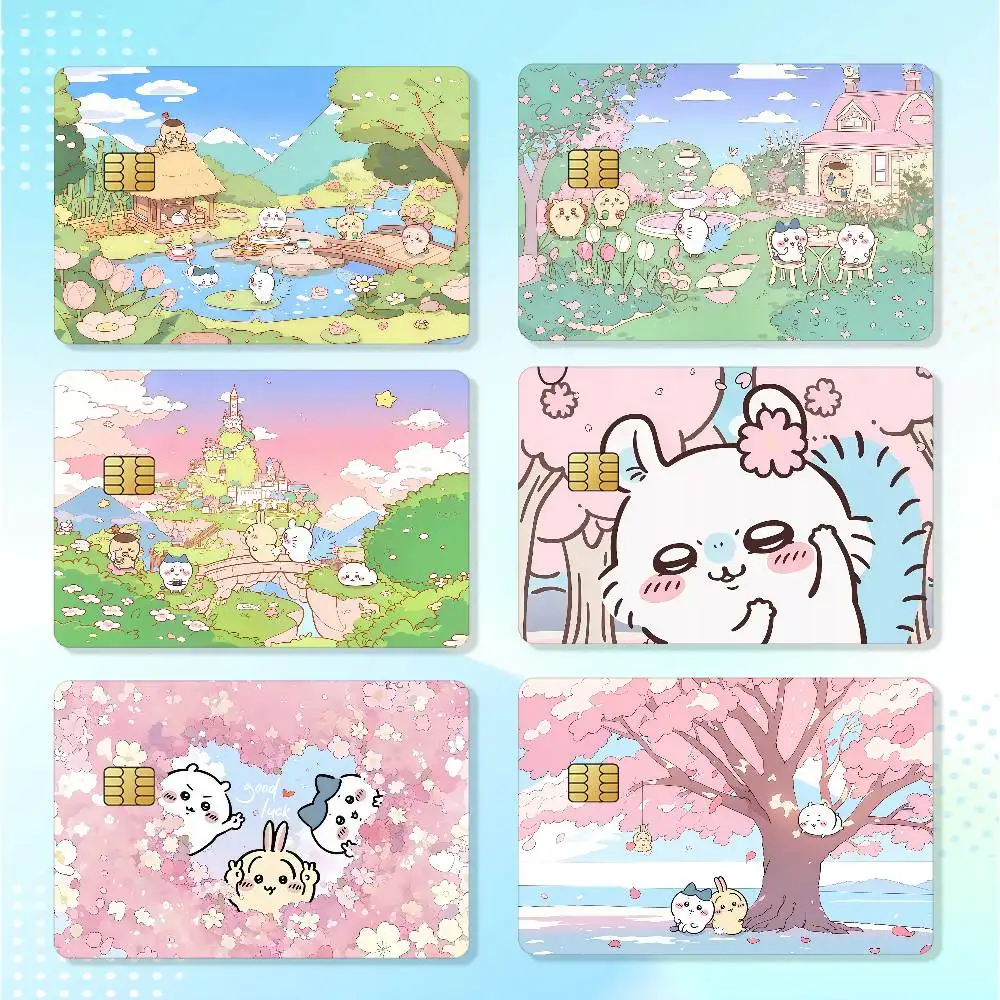 Anime Carton C-Chiikawa-S Waterproof Card Stickers For Credit Cards Debit Cards And Transit Cards 4pcs