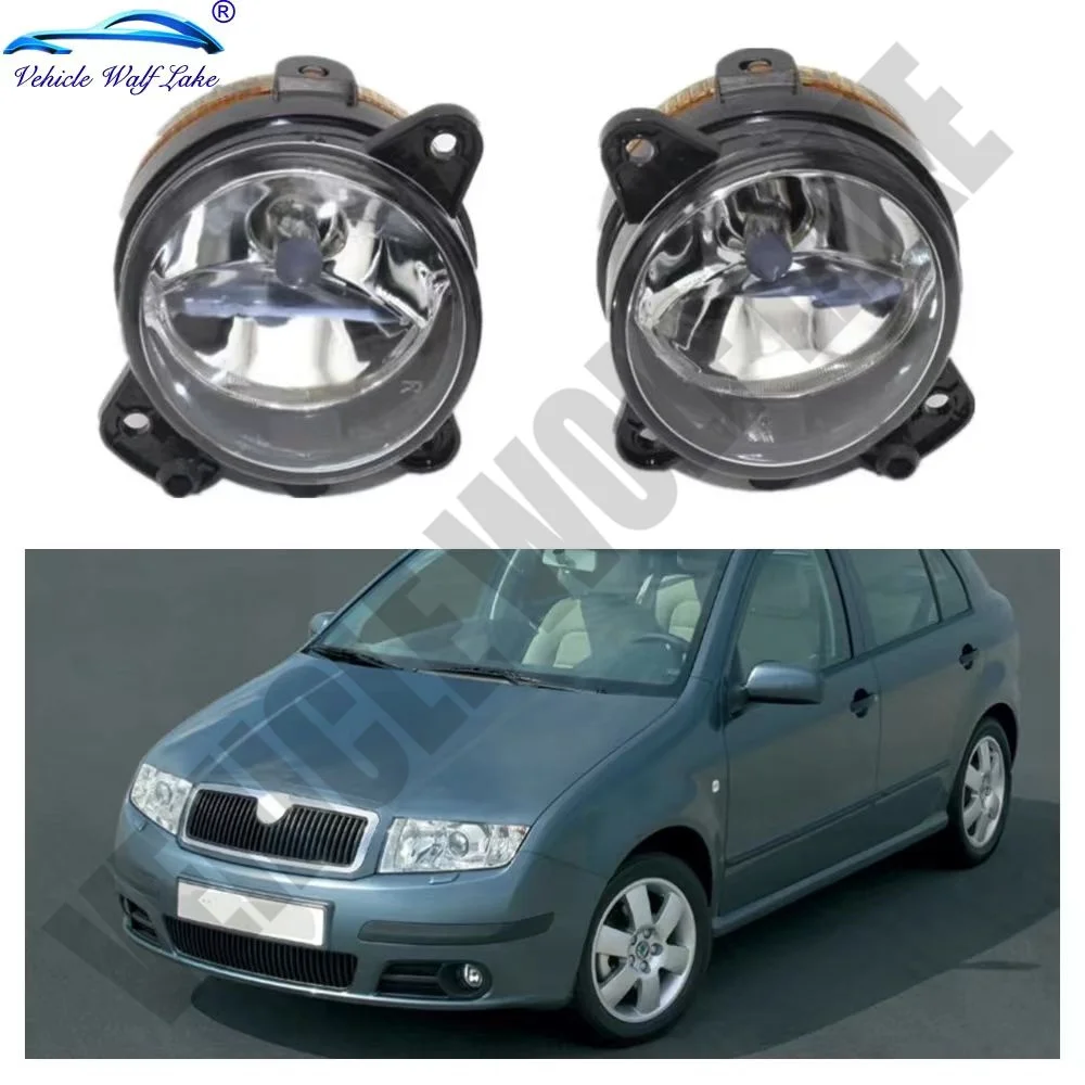 

2pcs For Skoda Fabia Mk1 Facelift 2005 2006 2007 2008 2009 Front Fog Lamp Fog Light With Halogen Bulbs