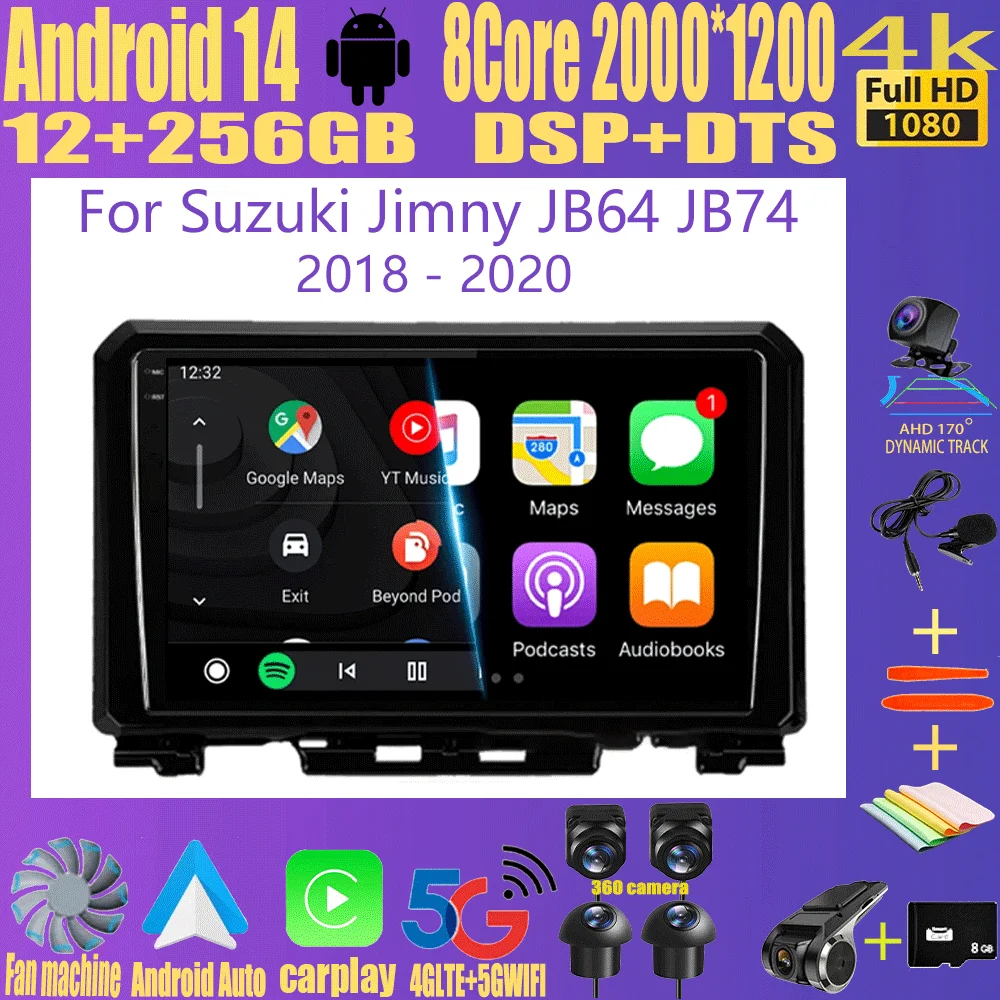 

9 Inch Android 14 For Suzuki Jimny JB64 JB74 2018 - 2020 Multimedia Video Player Car Radio Stereo GPS Navigation Carplay