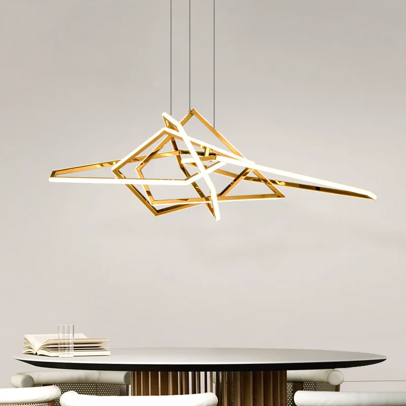 

Modern Creativity Irregular Shape Chandeliers Gold Light Luxury Steel Living Dining Room Led Pendant Lights Bedroom Luster Lamps