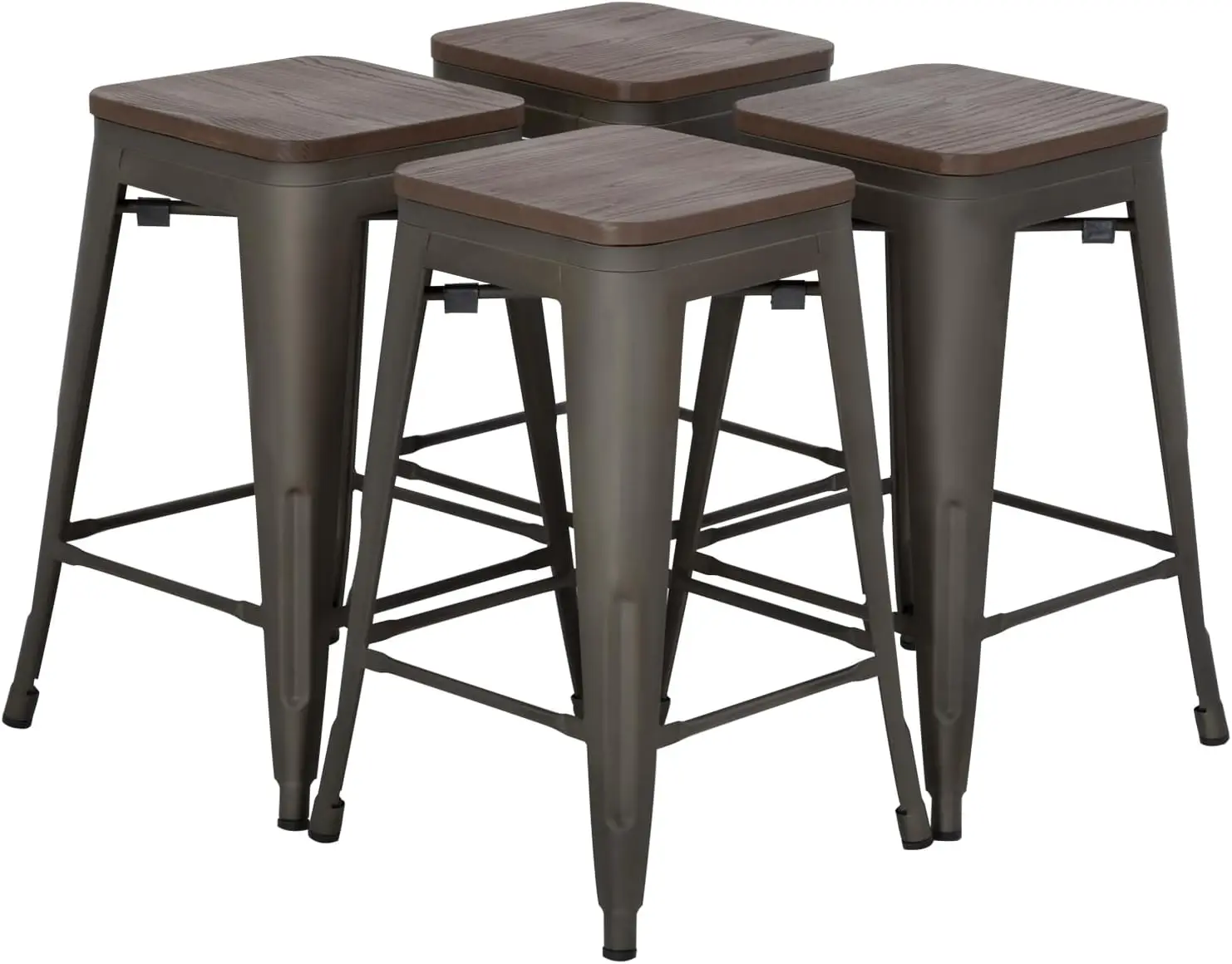 

Metal Bar Stools Set of 4 Counter Height Bar Stools 24 Inches Industrial Bar Chairs Patio Stool Stackable Backless Stool Indo