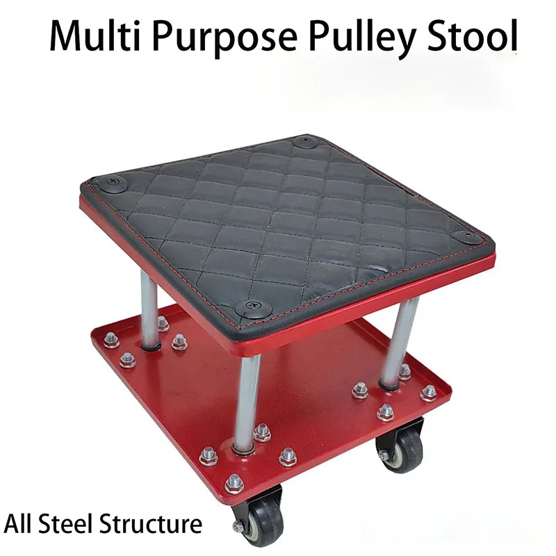 Rolling Creeper Seat Stool Mechanic Chair 4 Wheels Steel Structure Tray Auto Repair Tool Mobile Multi Functional Tool Cart