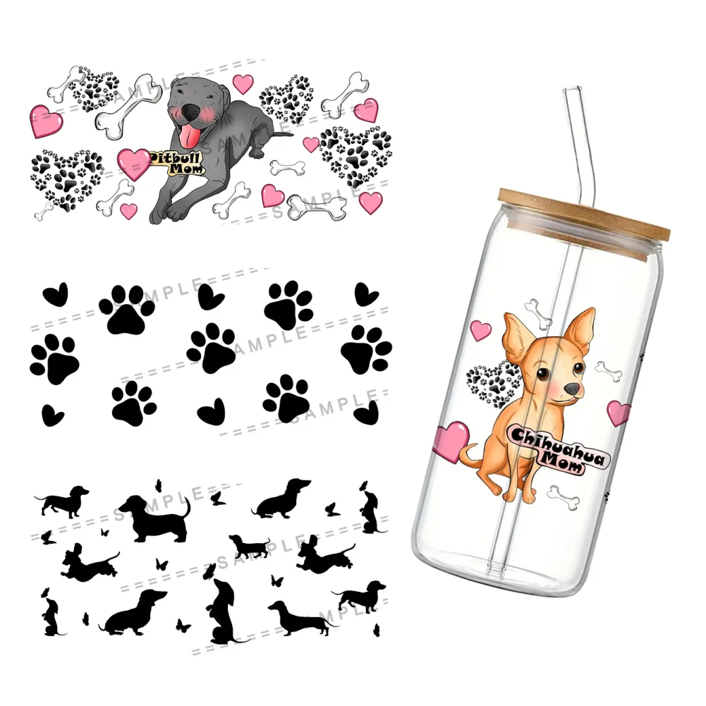 11x24cm Paw Prints of a Dog UV DTF Cup Wrap Sticker Waterproof For Mug Transfer Sticker DIY Self Adhesive Labels Aromatherapy