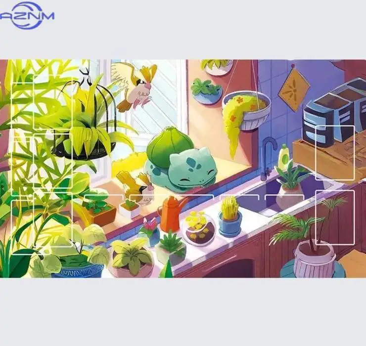 Pokemon Adventure Scene TCG Playmat, Waterproof Non-Slip Mouse Mat for Trading Card Game Table