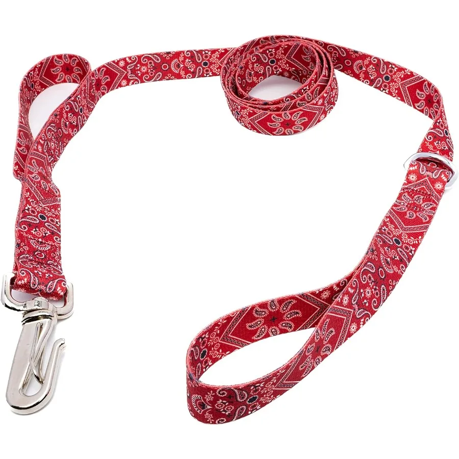 Correa para perro Country Brook Petz Deluxe Red Bandana Colección Country and Western con diseños Rtic de 6 pies de 1 pulgada de ancho