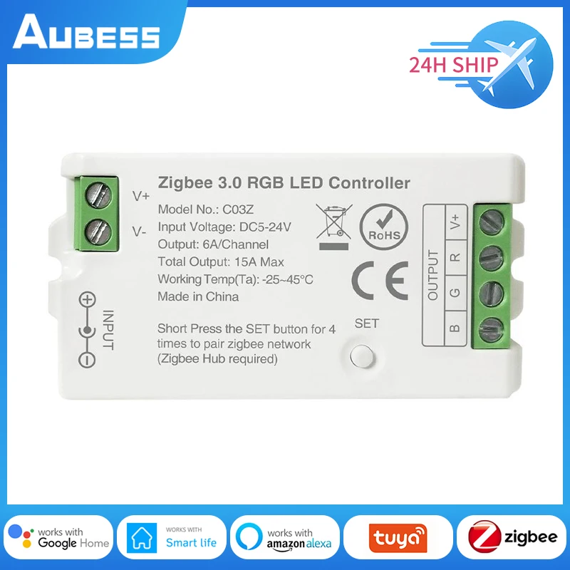 

Aubess Zigbee 3.0 LED Controller DIM CCT RGB RGBW RGBCCT LED Light Switch Tuya Smart Life App Control Supports Alexa Google Home