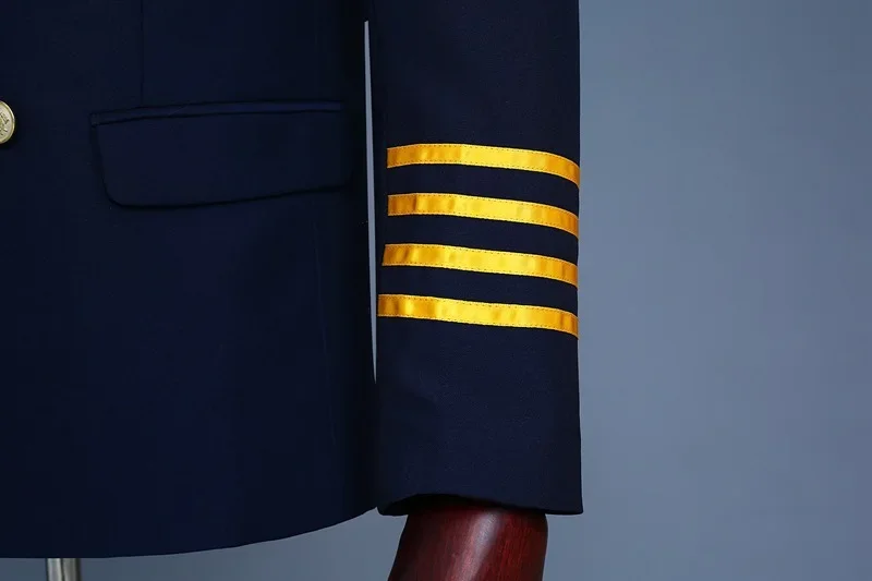 S-4XL Captain Officer Sailor Peacoat Costume Mens Blazer Suit Military Fringe Marching Band Jacket Uniform For Adult Coat+Pants view 5