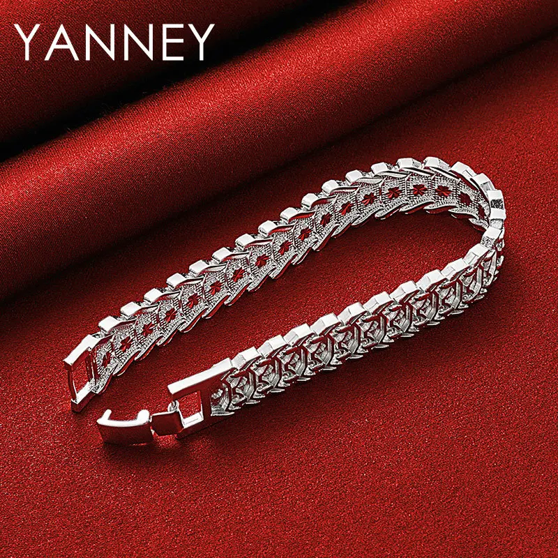 New 925 Sterling Silver 8 Inches Fine Watch Strap Bracelet For Women Hip Hop Fashion Charm Wedding Jewelry Gifts Accessories