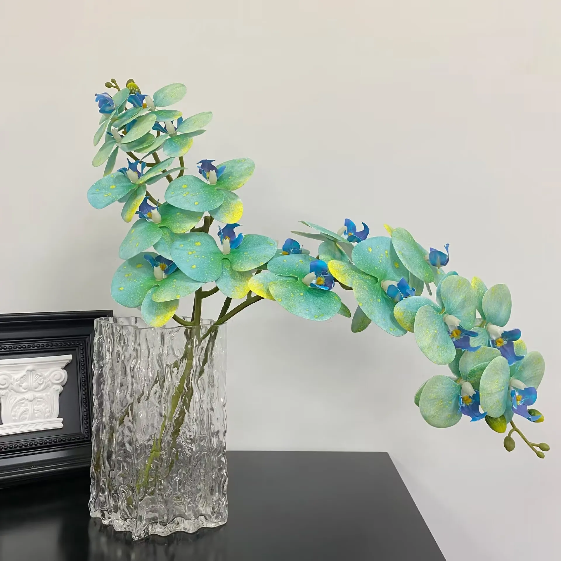 

Artificial Flower 9 Heads 3d Cyan Phalaenopsis Artificial Flower Feel Flower Home Interior Decoration Wedding Decoration Artific