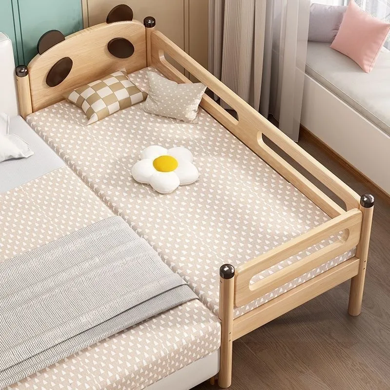 Children's Splicing Solid Wood With Guardrail Splicing Bed Wide Bedside Children's Bed Small Apartment Baby Household