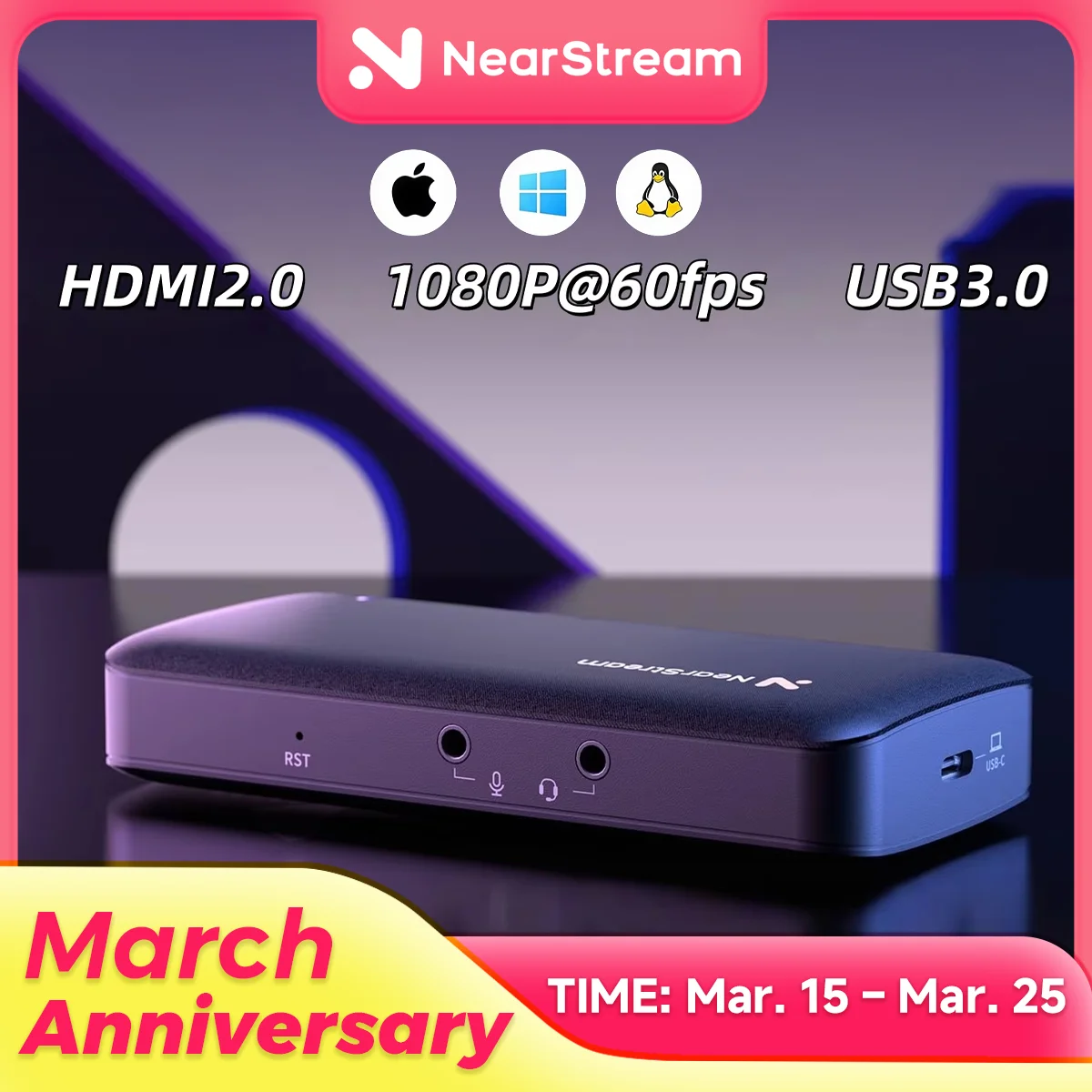 4K 60fps HDMI Capture Card, Ultra Low Latency USB 3.0 Game Recorder for PS5/Xbox/Switch/PC/Mac, Plug & Play, OBS Compatible