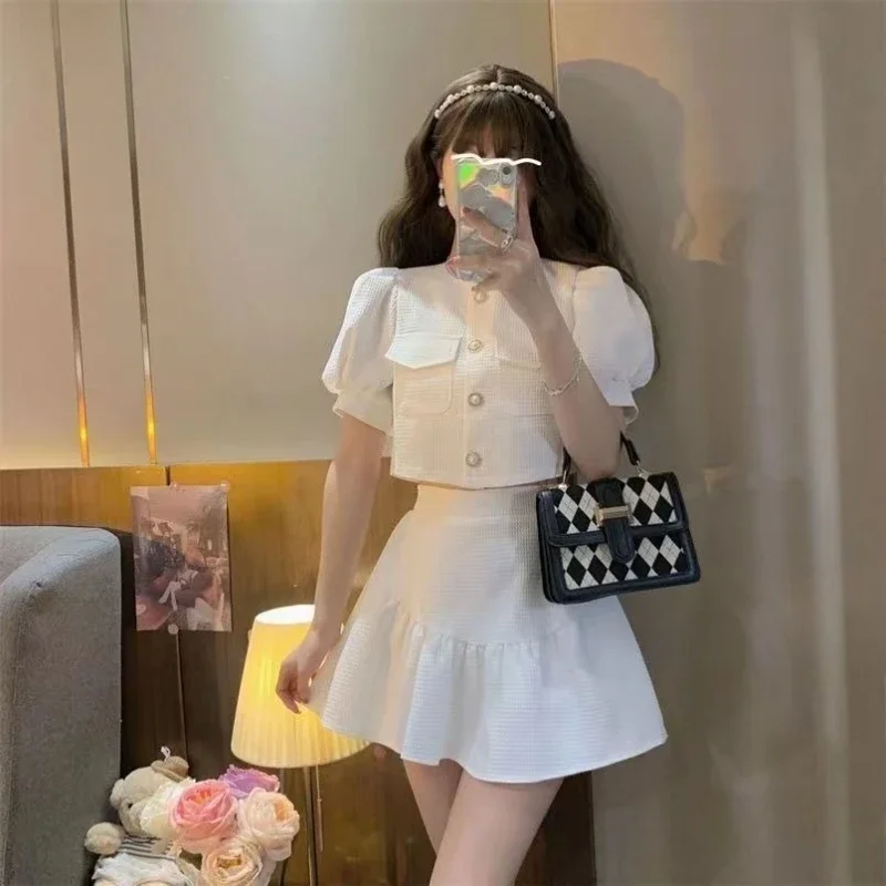 

Kawaii комплекты из 2 предметов с юбкой для женщин, новинка в том же стиле, летняя мода, одинаковые функции 2025 года, женский наряд для официальных мероприятий