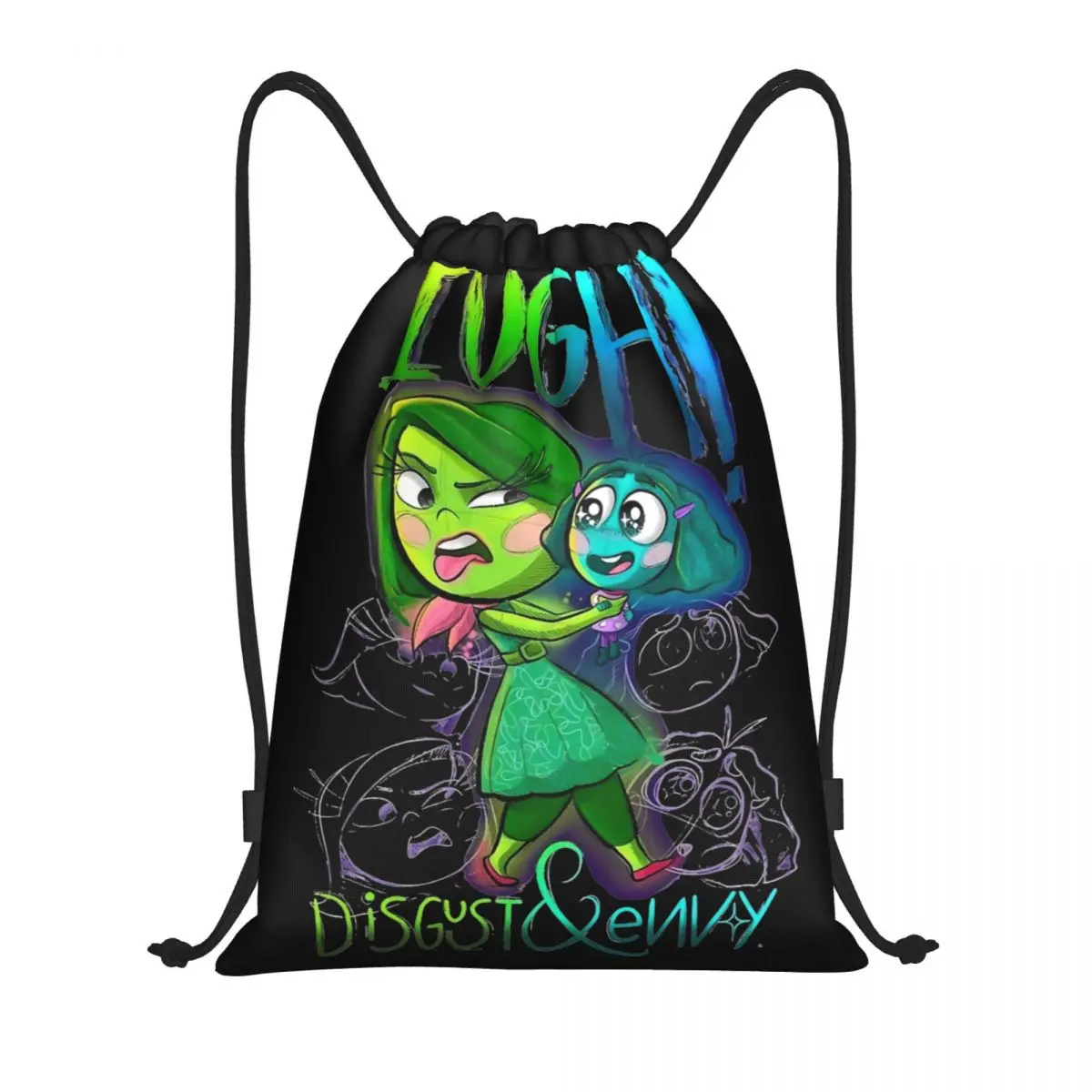 Inside Out Emotions Sadness Drawstring Backpack Gym Sports Sackpack Cartoon String Bags for Hiking