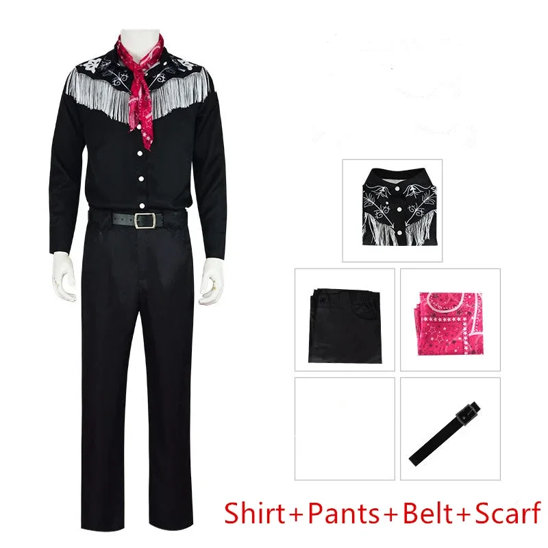 ชุดยูนิฟอร์มคาวบอยกางเกงลาย Ken ชุดคอสเพลย์ผู้หญิง Ryan Gosling ชุดยูนิฟอร์มสีชมพูสำหรับผู้ชายงานปาร์ตี้ฮาโลวีน