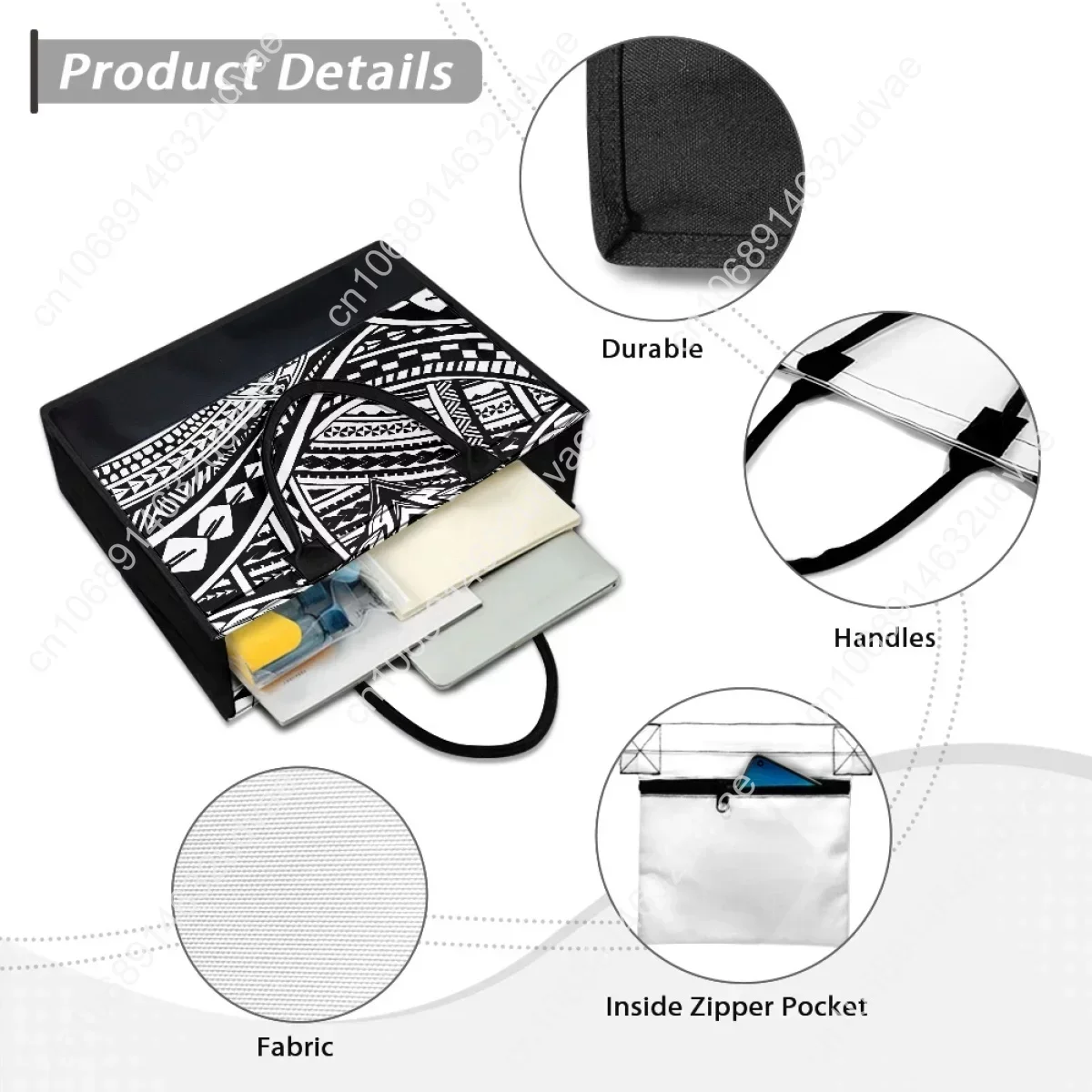 Polynesian Totem Print Elegant Ladies Tote Bag Retro Portable Travel Canvas Beach Bag Casual Outsoor Girls Handbag Bolsos Mujer