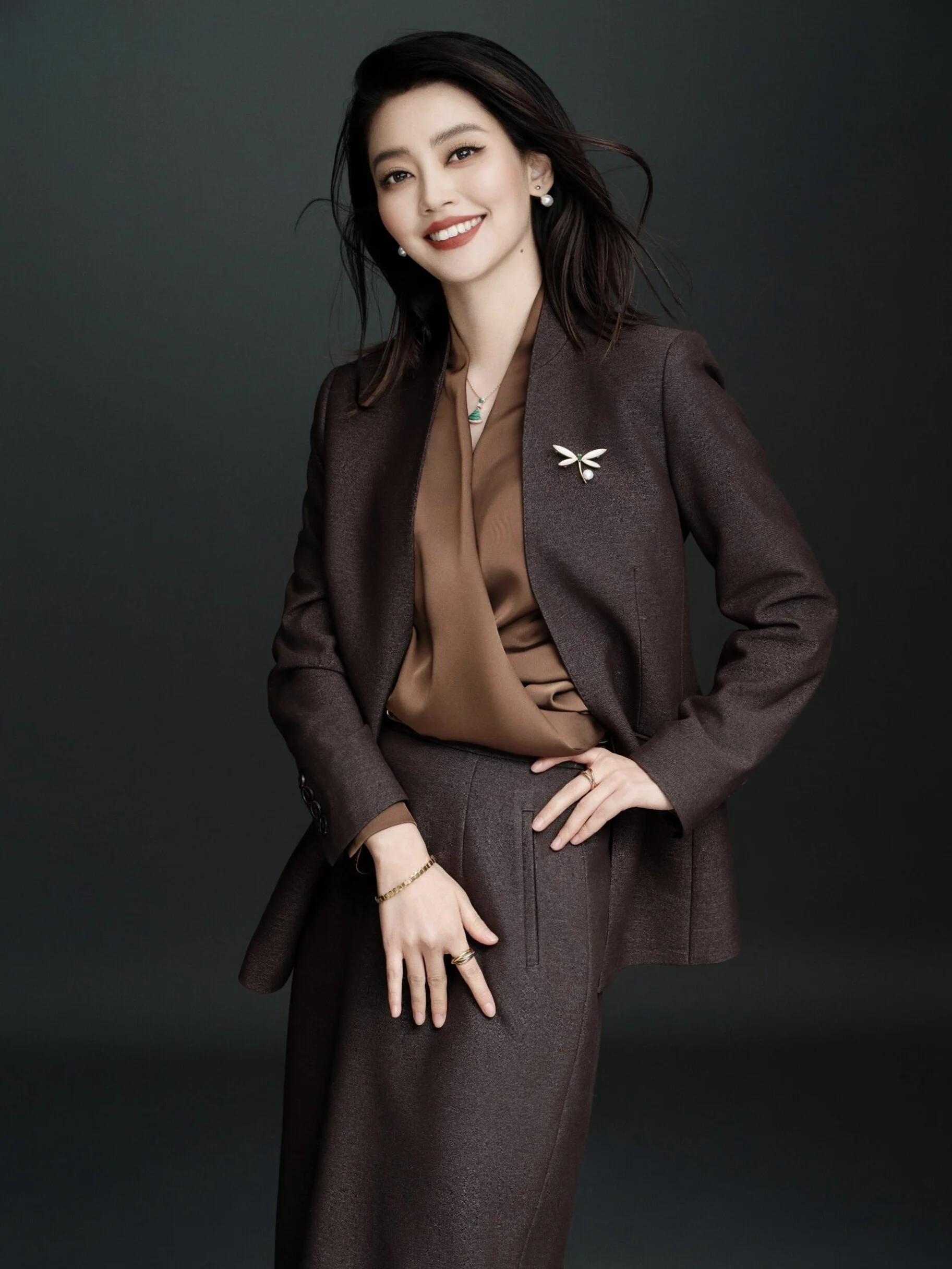 

Fall Winter Women's Suit Set Coffee Color High End Profional Personali a Two Piece Set Commute Sle Slim Fit Suit