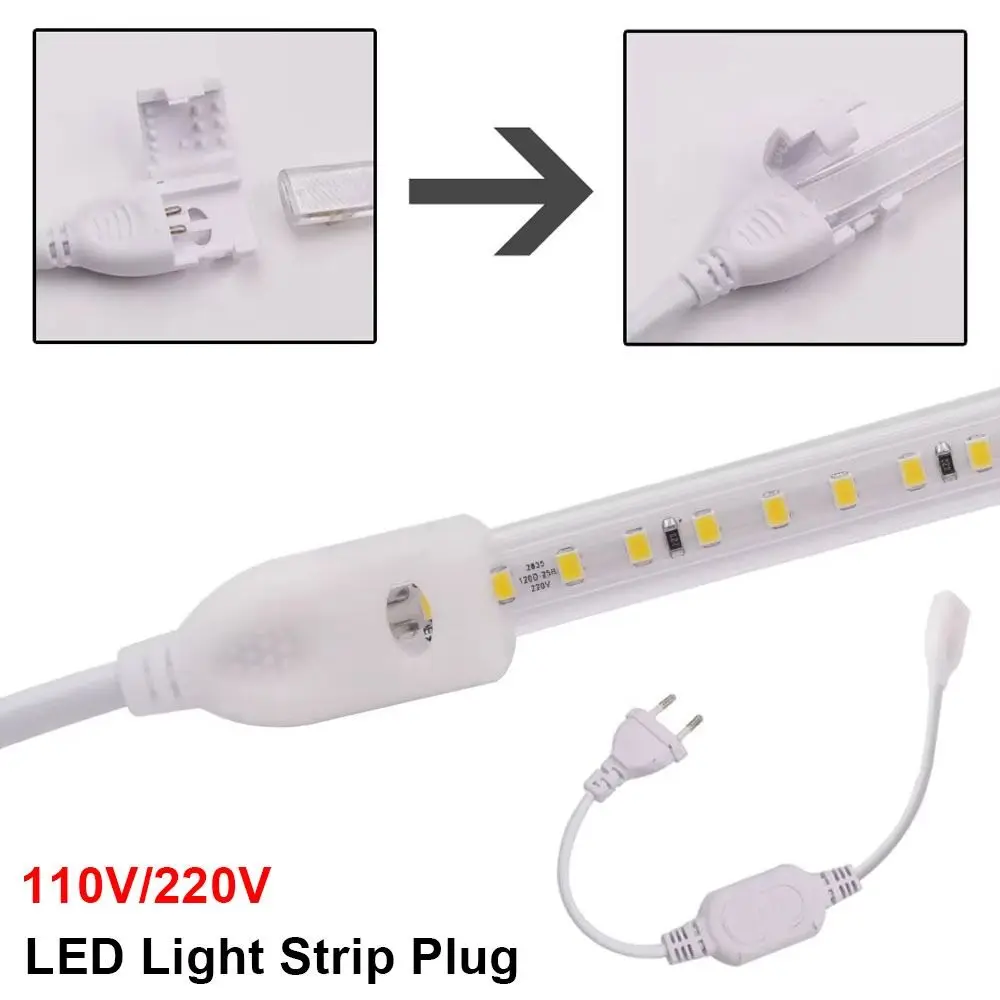 1Pcs New With Plug Light Bar Connector 110V/220V Waterproof Light Strip Plug 25m High Voltage COB LED Light Accessories