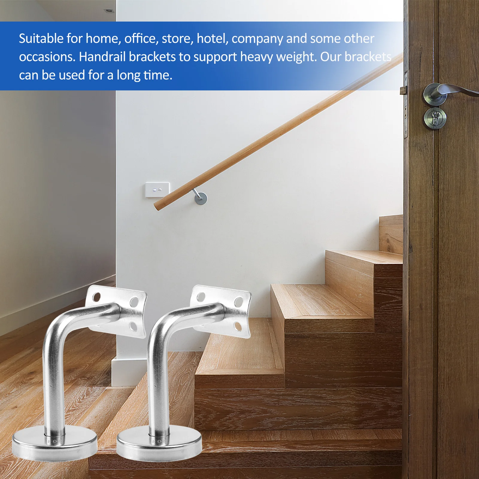 

2Pcs Stainless Steel Handrail Brackets Heavy Duty Banister Support Handrail Holder for Stair Mounted