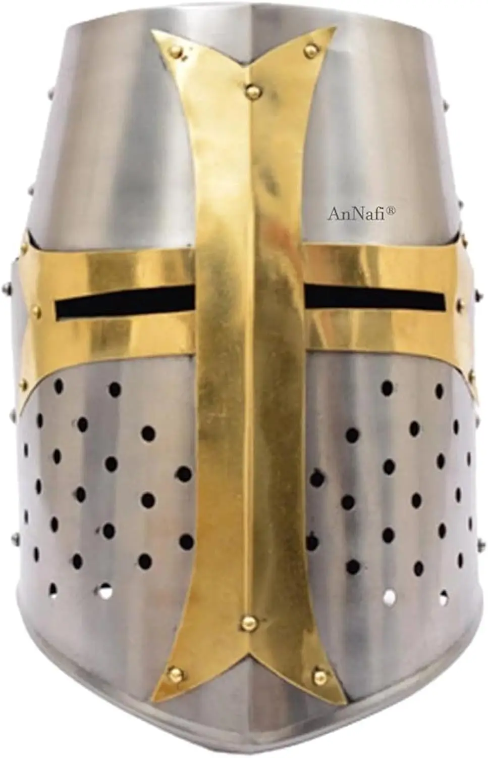 

Medieval Crusader Helmet with Leather Liner - Premium Metal Knight Helm for Adults, Roleplay Costume Gift