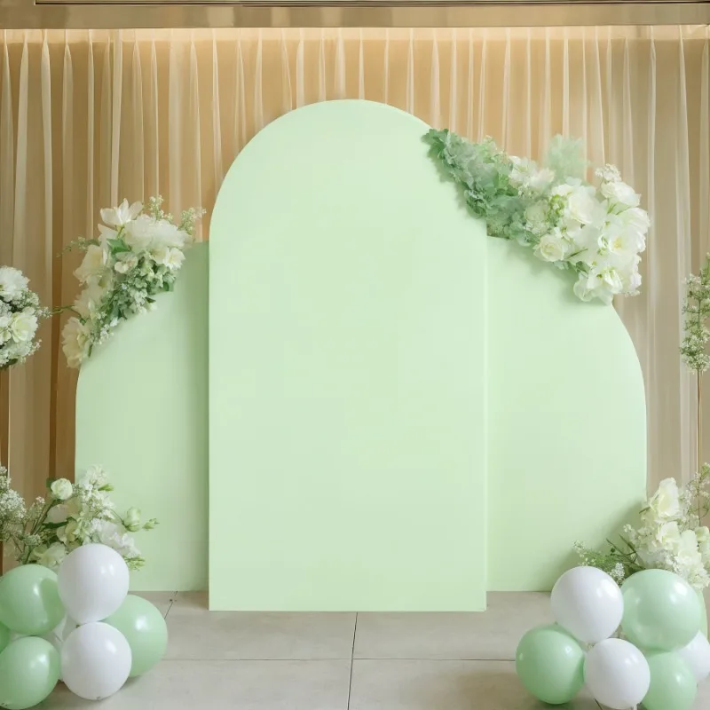 3PCS Arched Background Cover Wedding Party Holiday Decoration Arch Fabric Balloon Arch Kit Semi-circular Crescent Backdrop Stand