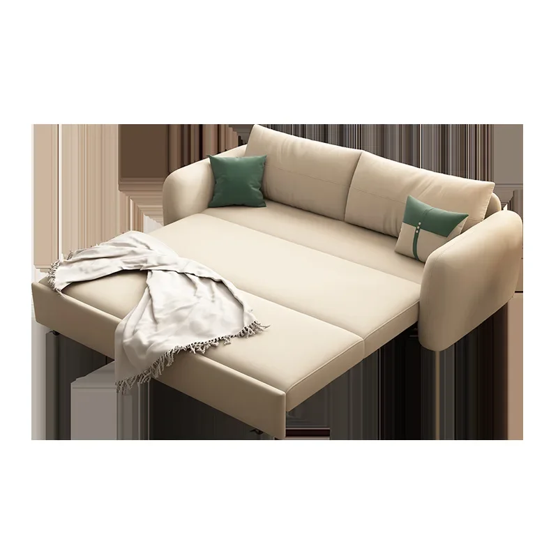 

Technology cloth sofa bed dual-purpose foldable single double push-pull small apartment storage cream wind