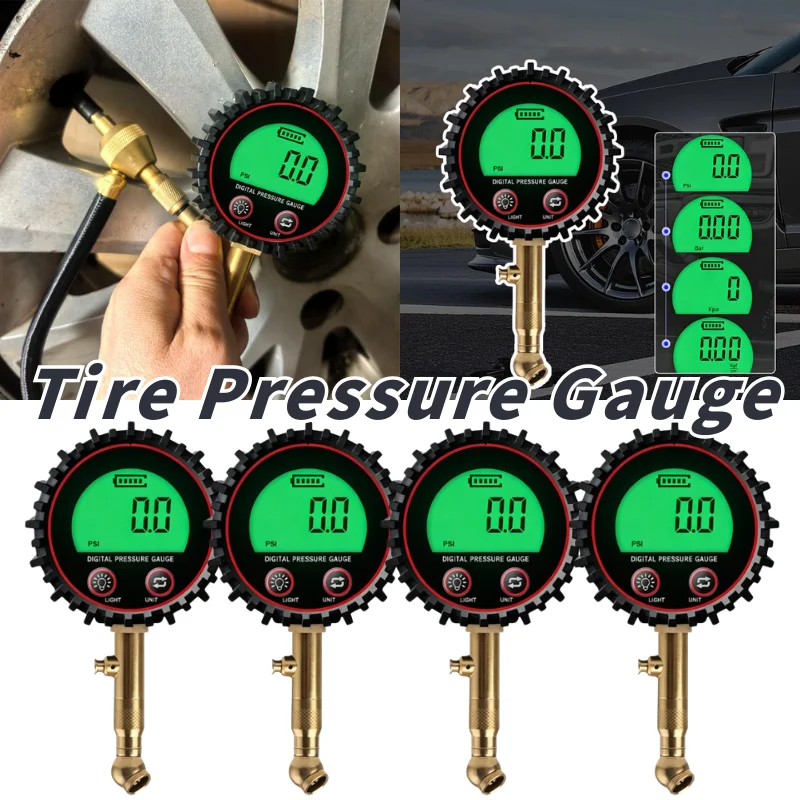 Digital Tire Pressure Gauge 3-255PSI Backlight LCD Display Quick Pressure Measurement Tool For Trucks Bikes Car Gadgets