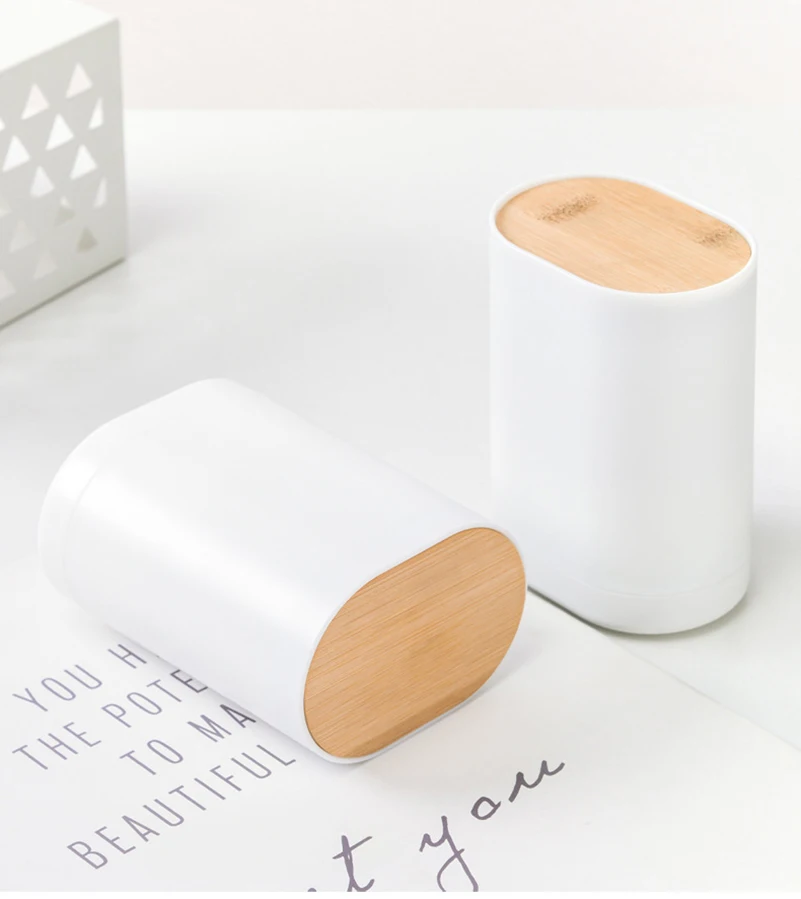 Automatic Lifting Toothpick Box Bamboo Wood Creative Press Type Toothpick Storage Box Cotton Swab Case Toothpick Jar Holder